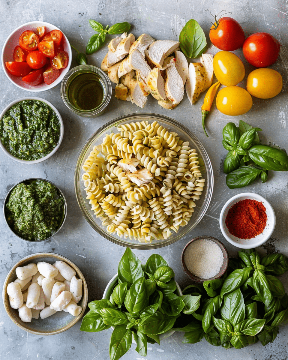 Easy Chicken Pesto Pasta Salad