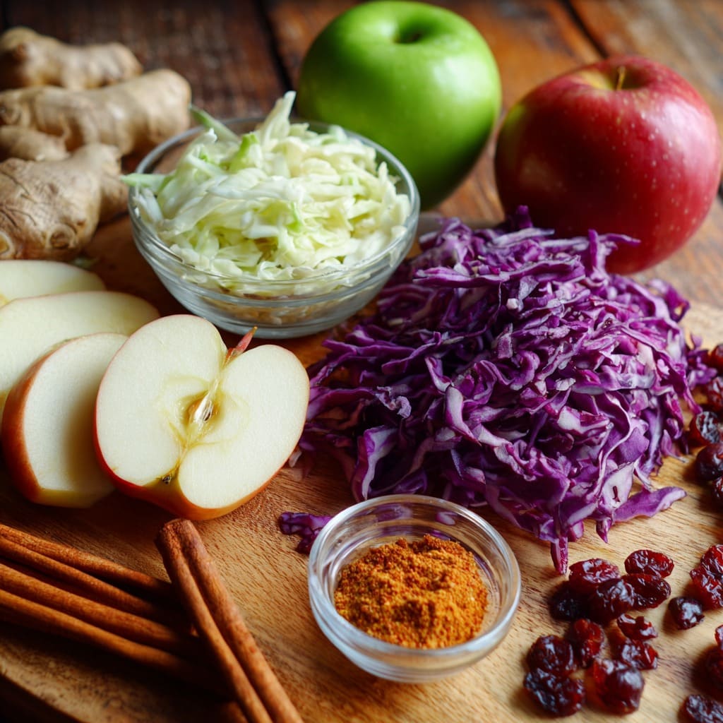Refreshing Apple Cranberry Coleslaw with Creamy Ginger Dressing For Dinner
