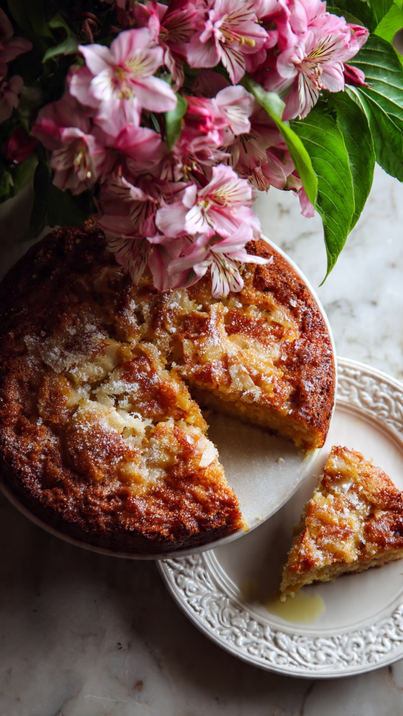 Rhubarb Cake with Butter Sauce