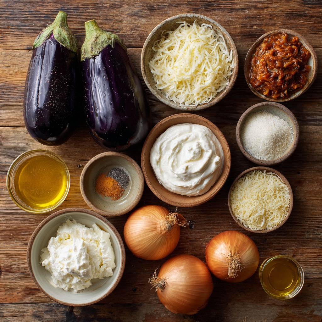 Burrata Eggplant Parmigiana with Caramelized Onions & Parmesan Cream