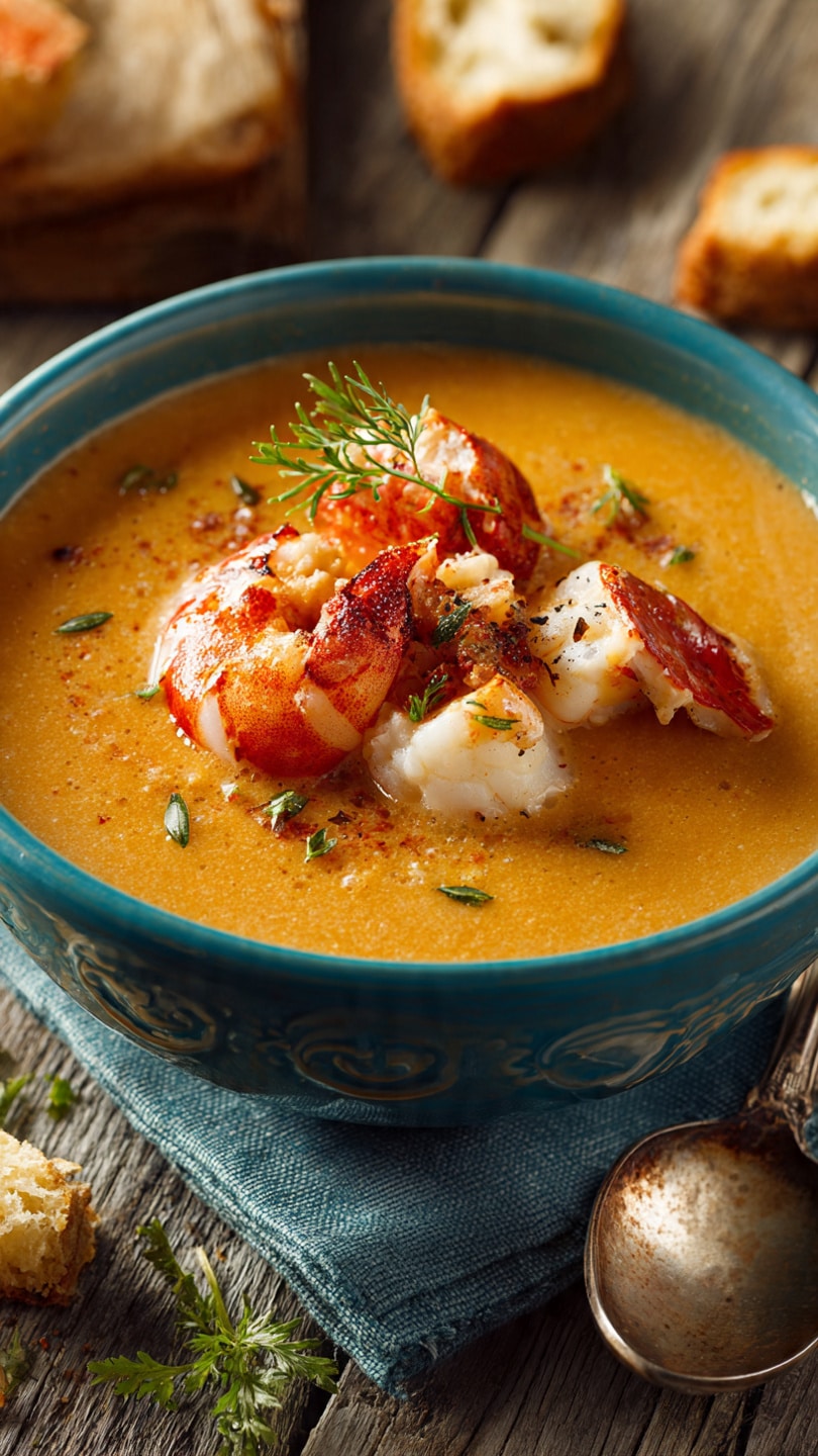 Seafood Bisque with Crab, Shrimp, and Lobster