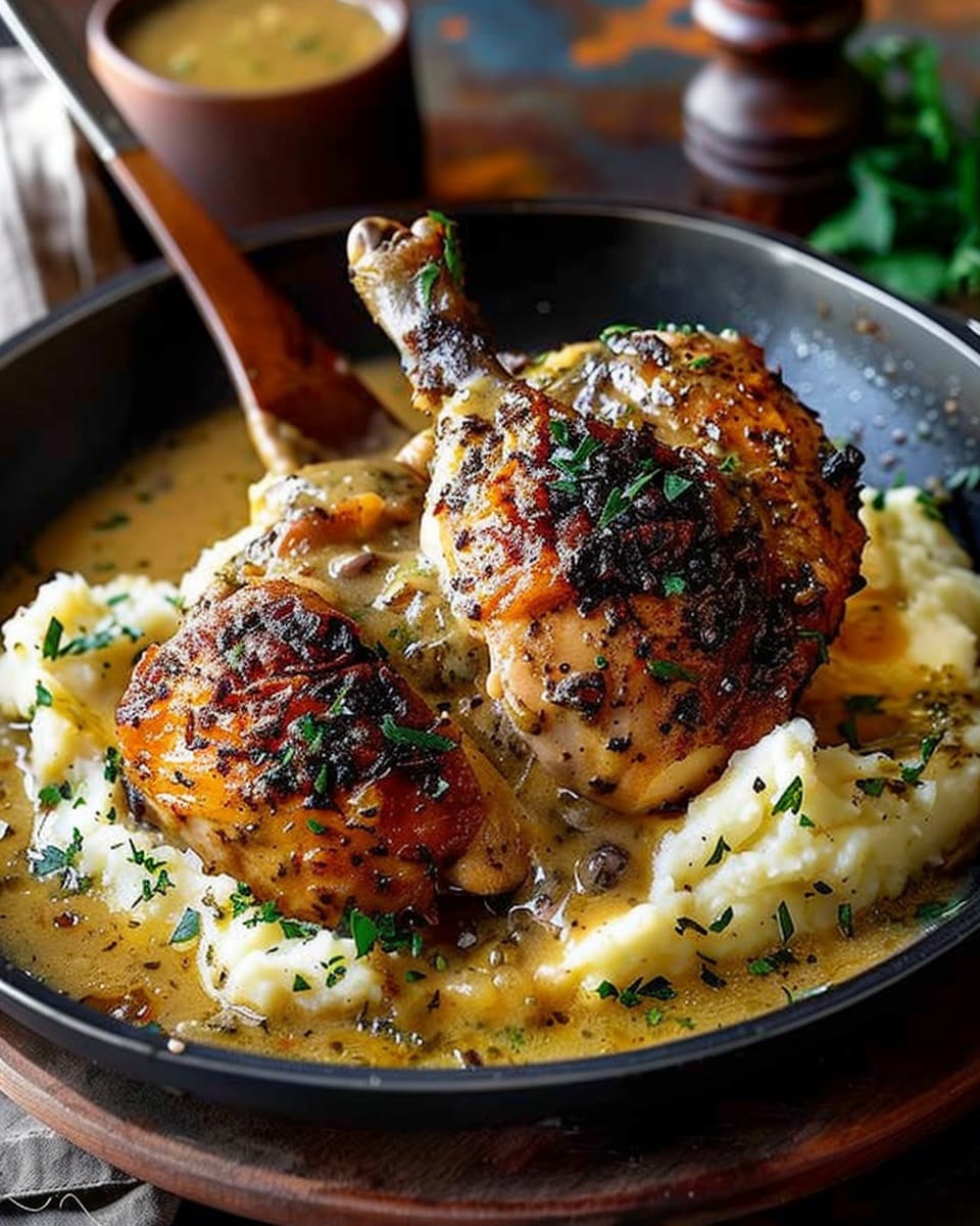 Cilantro Lime Roasted Chicken with Creamy Mashed Potatoes and Pan Gravy