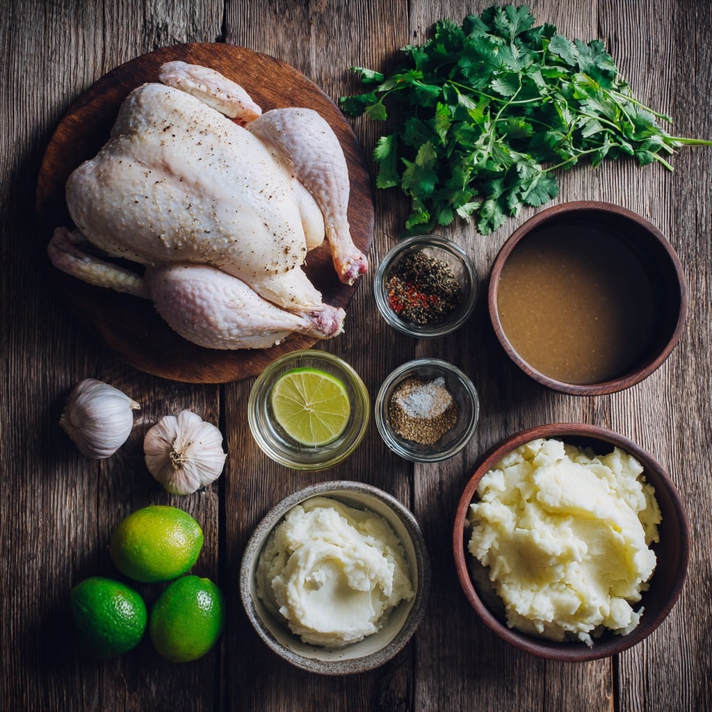 Cilantro Lime Roasted Chicken with Creamy Mashed Potatoes and Pan Gravy