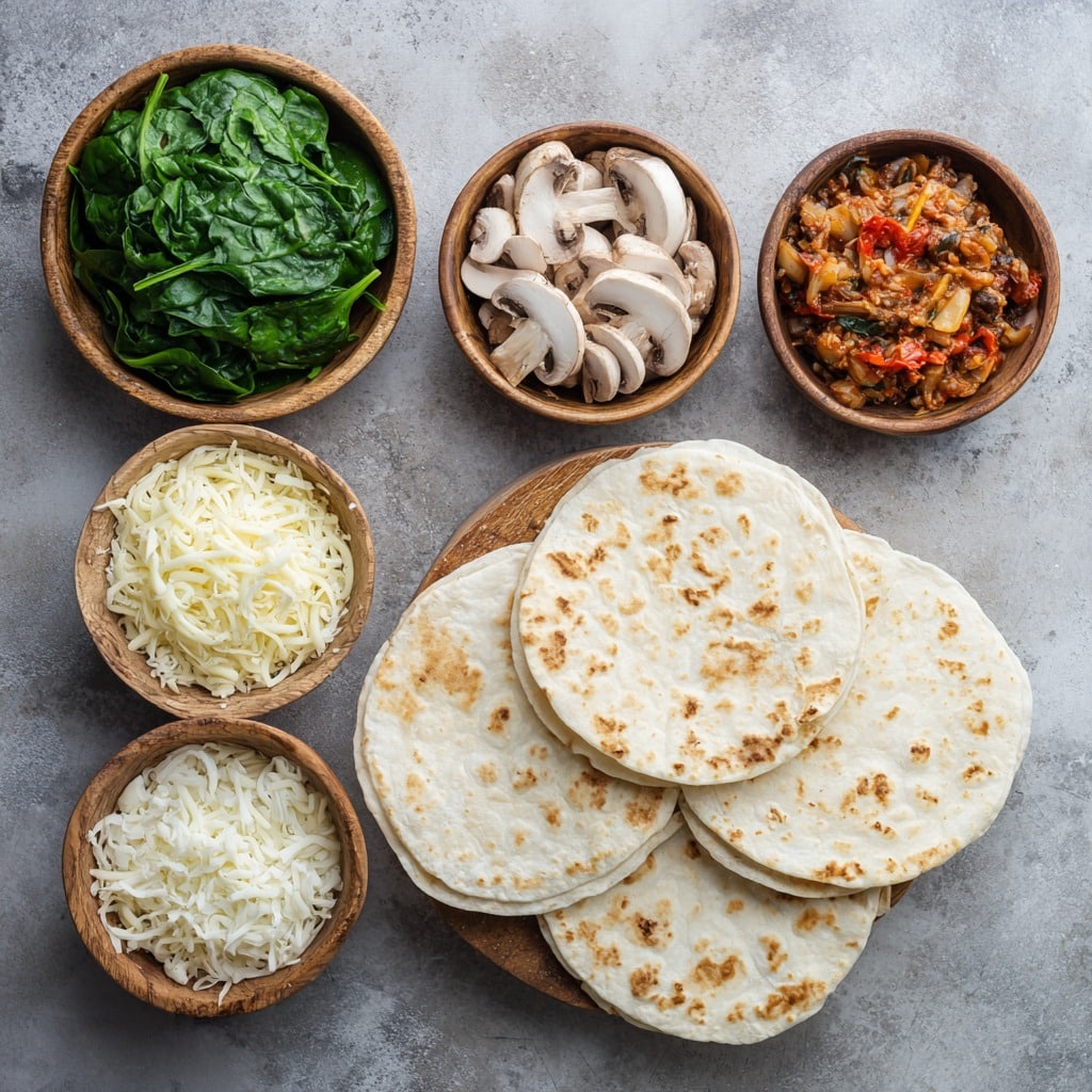 Baked Spinach Mushroom Quesadillas