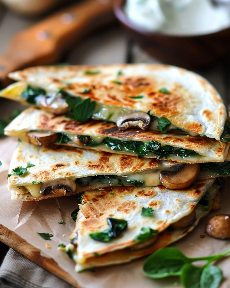 Baked Spinach Mushroom Quesadillas