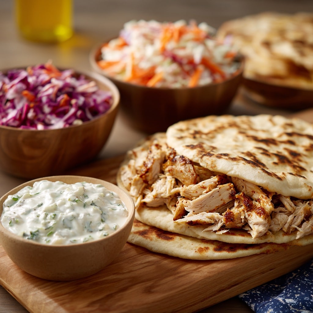 Flavor-Packed Chicken Pitas with Creamy Herby Ranch Slaw