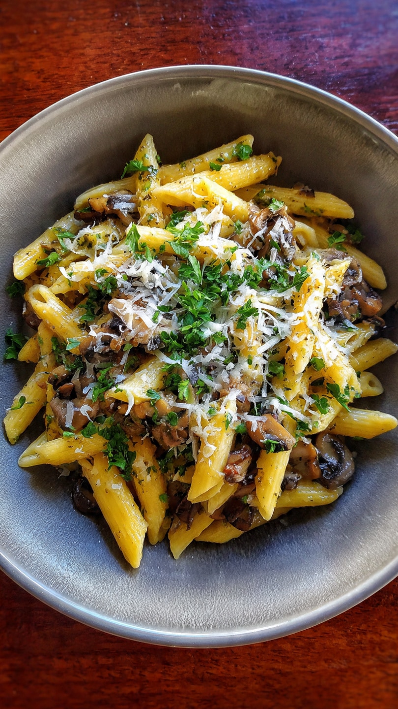 Caramelized Leek and Mushroom Pasta with Gruyere