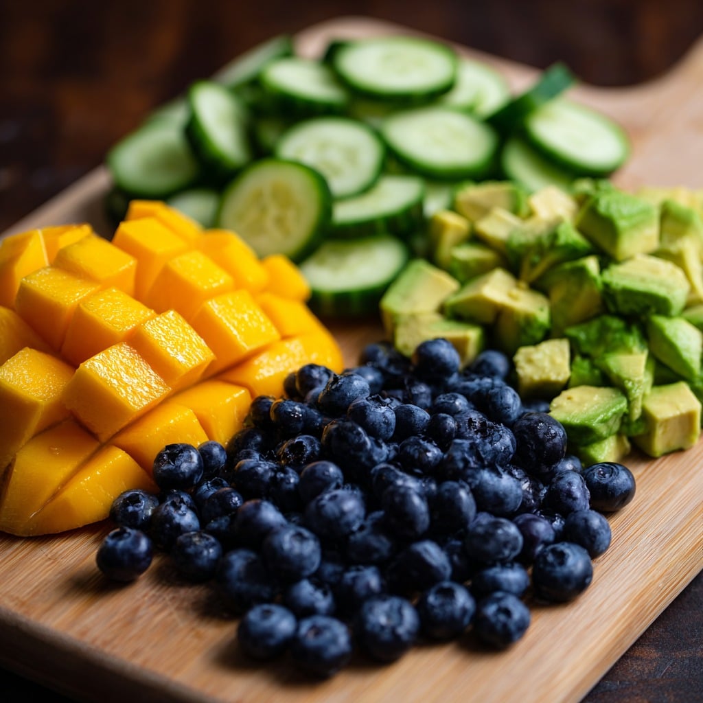 Mango Cucumber Salad with Blueberries and Avocado