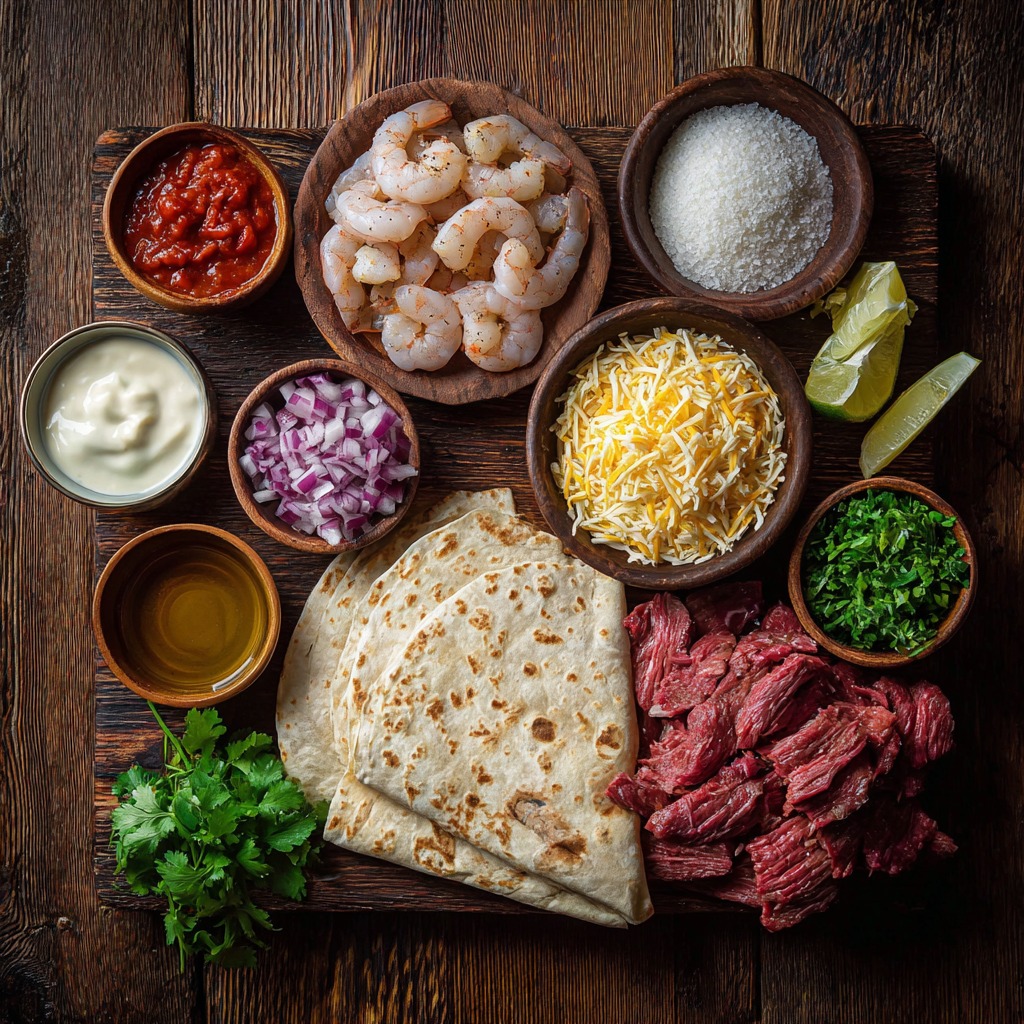 Creole Steak Shrimp Quesadillas