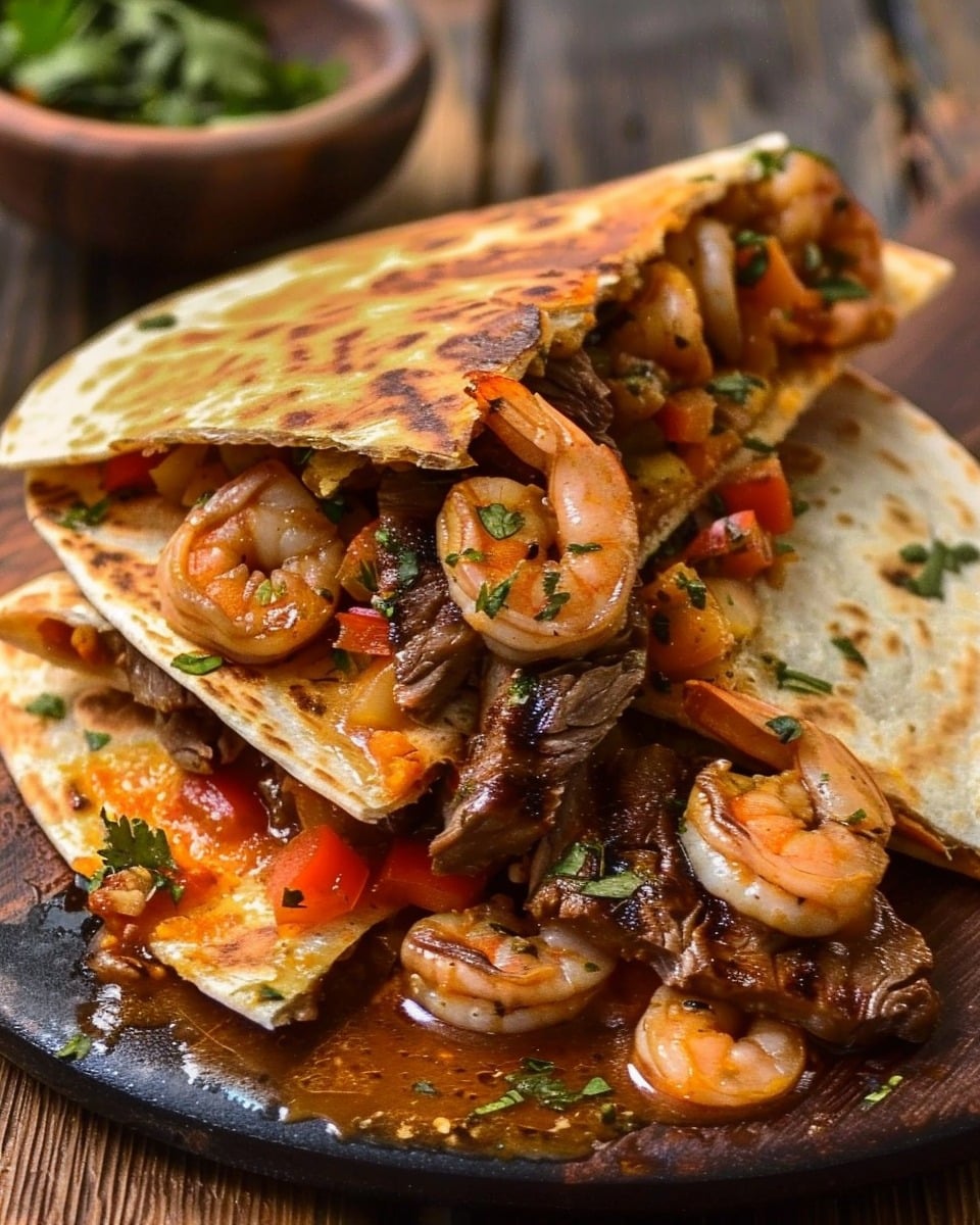 Creole Steak Shrimp Quesadillas
