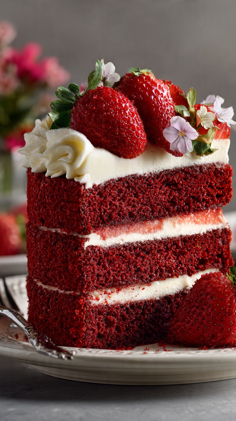 Red Velvet Strawberry Cake