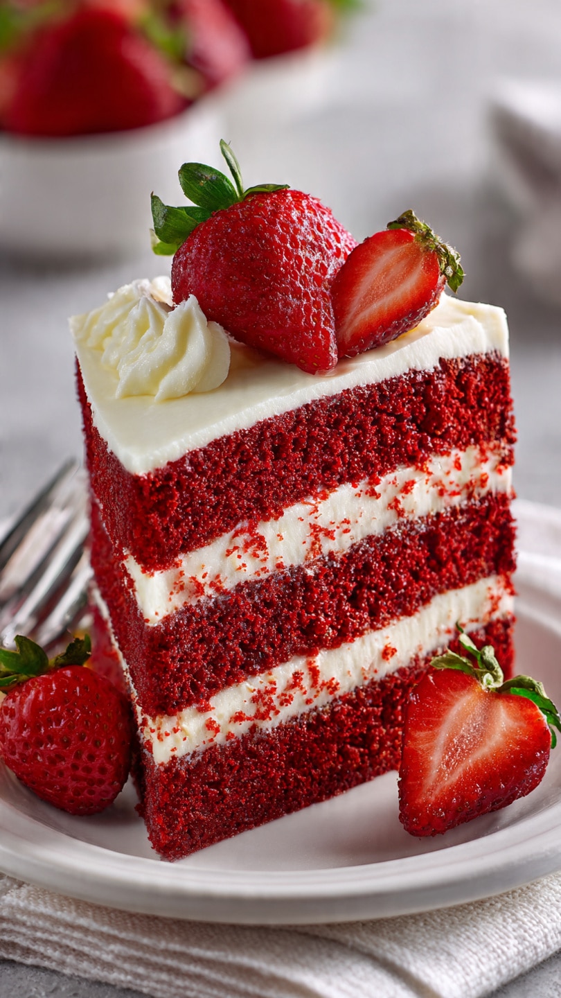 Red Velvet Strawberry Cake