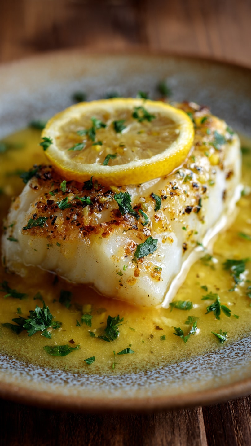 Baked Lemon-Garlic Cod with Butter Sauce