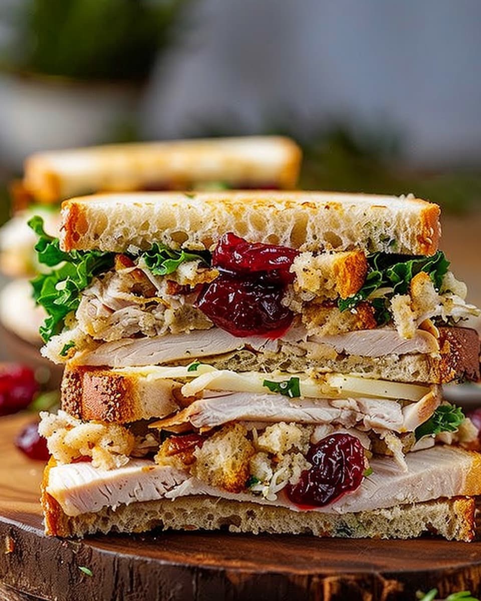 Leftover Turkey Stacked Sandwich with Cranberry & Stuffing