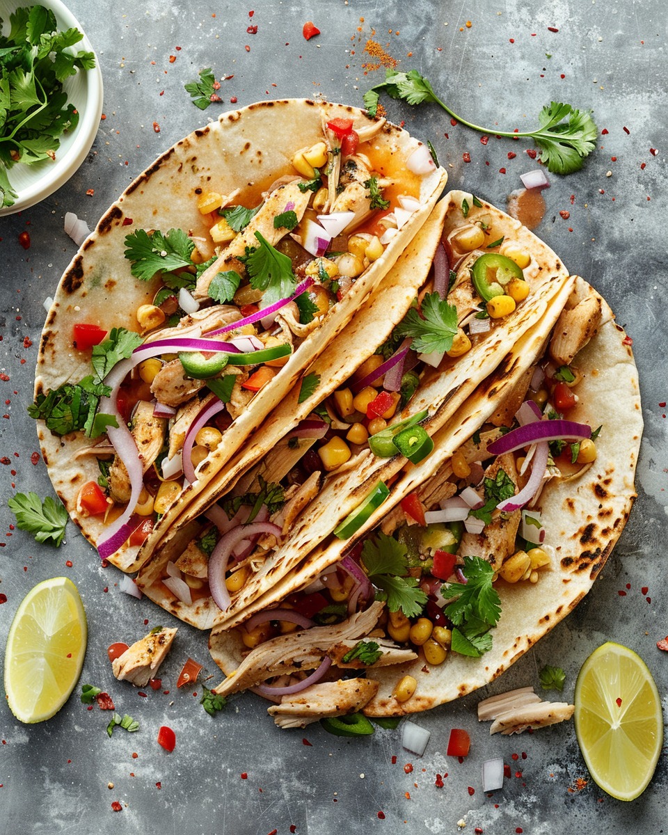Corn Tortilla White Chicken Chili Tacos