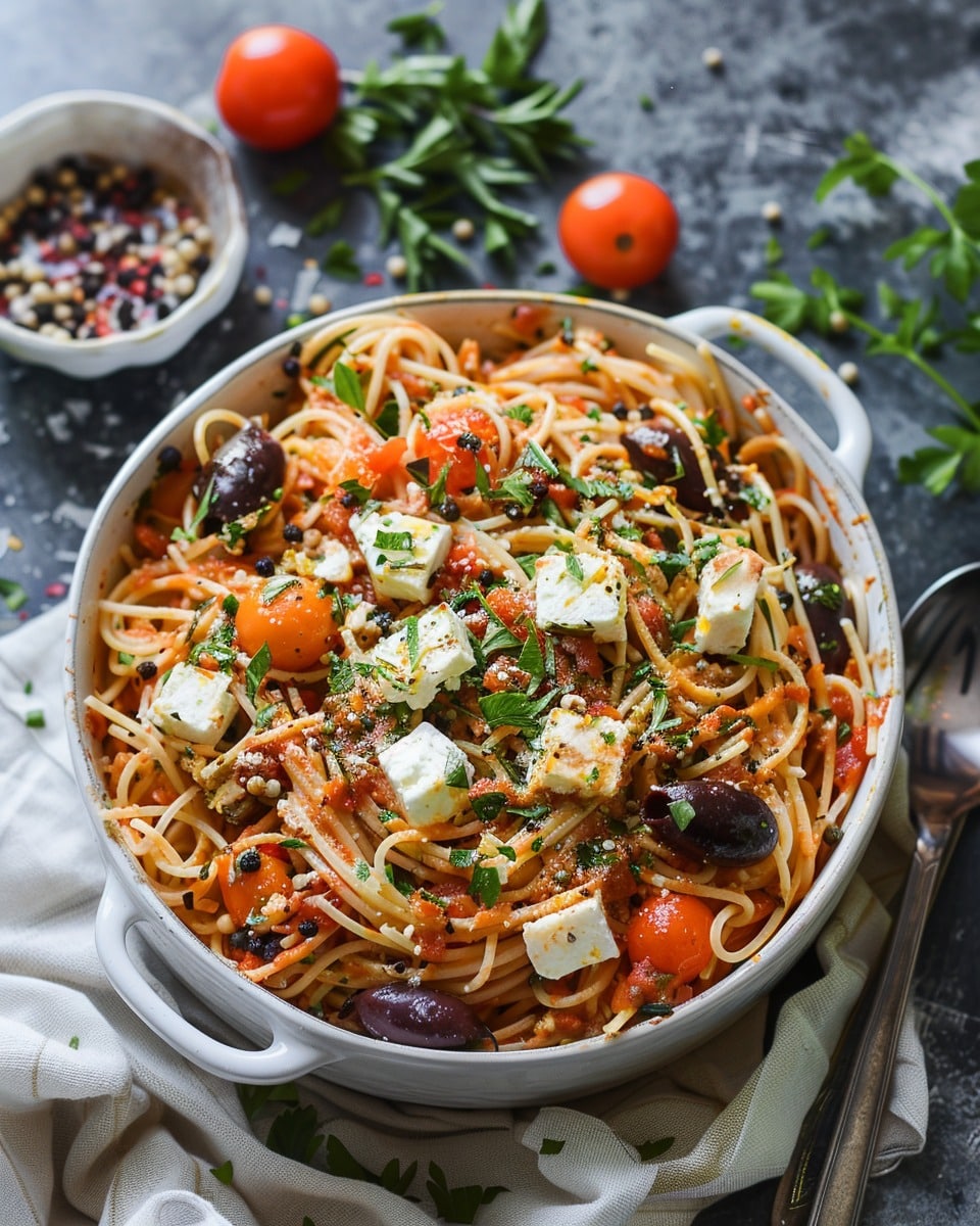 Veggie Pasta with Baked Feta