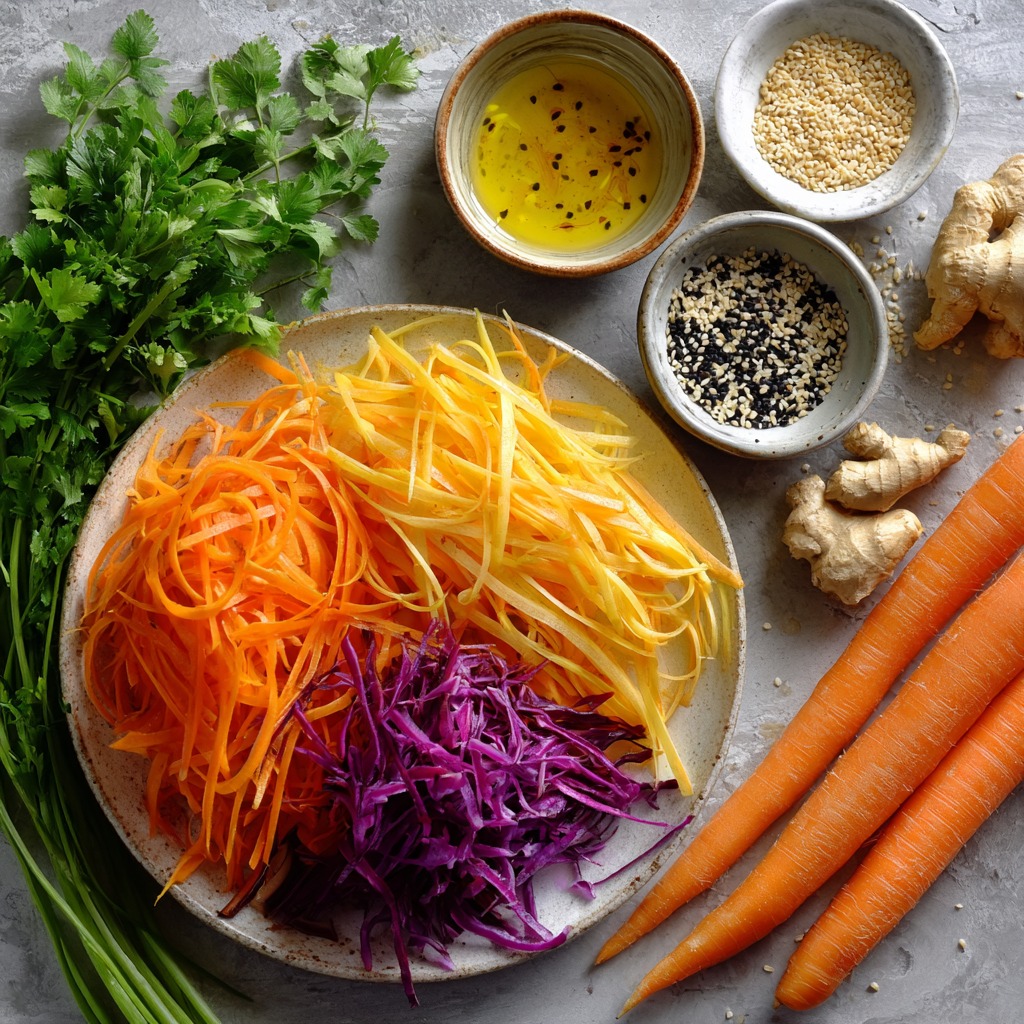 Shaved Rainbow Carrot Sesame Salad