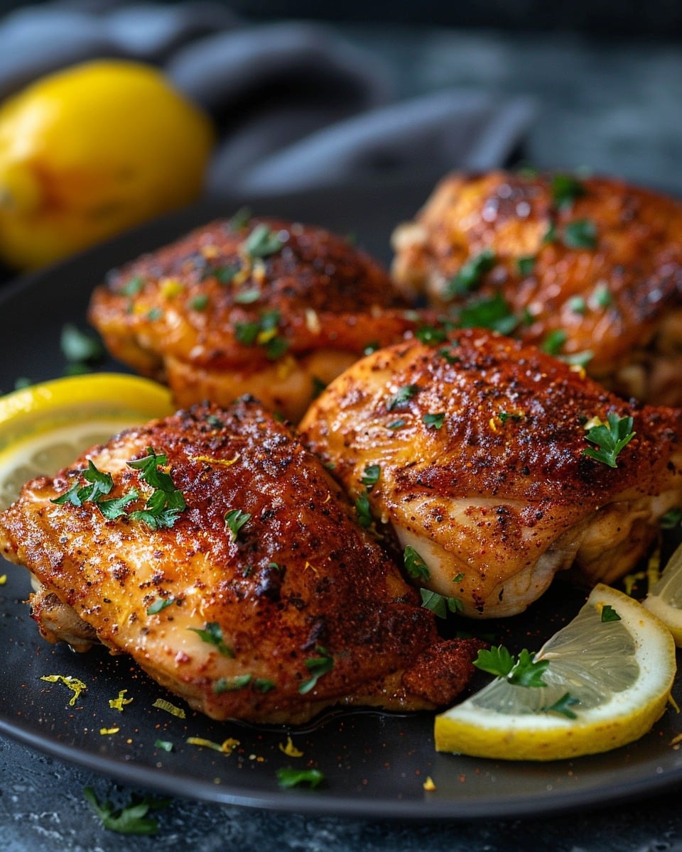 Lemon Paprika Roast Chicken Thighs