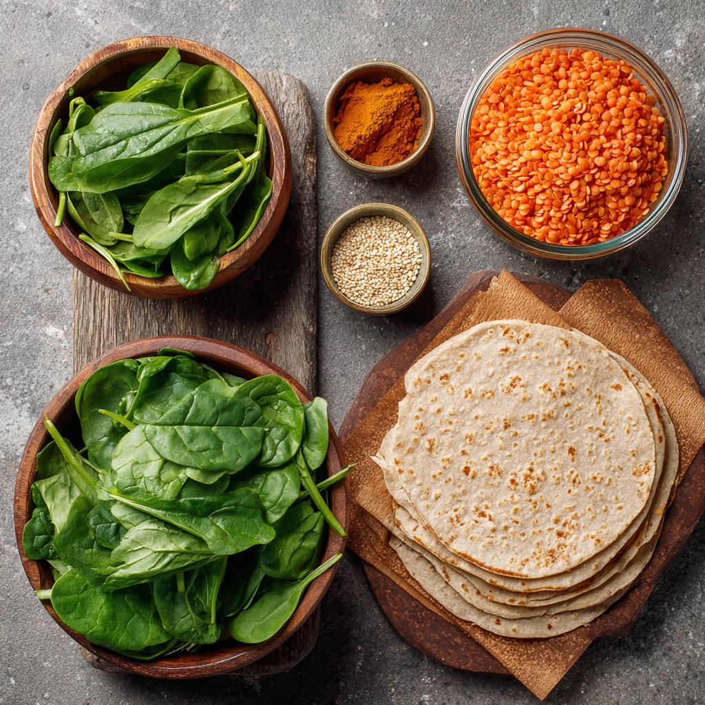Protein-Packed Red Lentil & Spinach Wraps