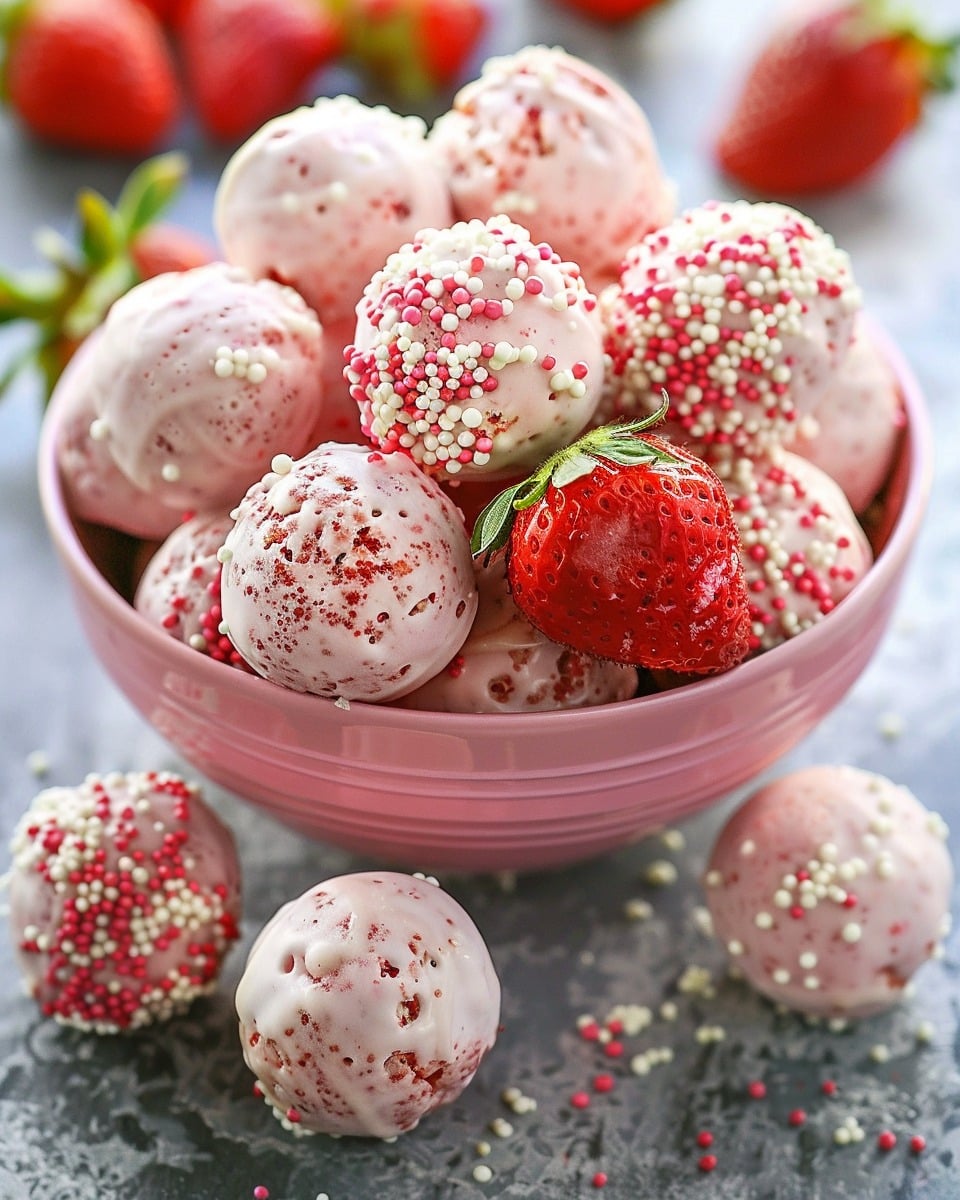 No-Bake Strawberry Cheesecake Protein Balls