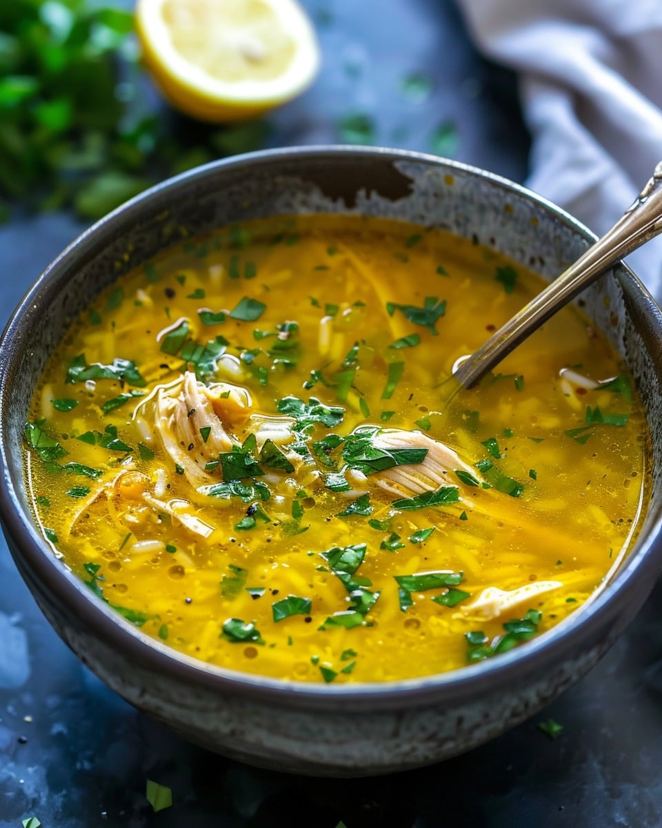 Lemon Ginger Turmeric Chicken and Rice Soup