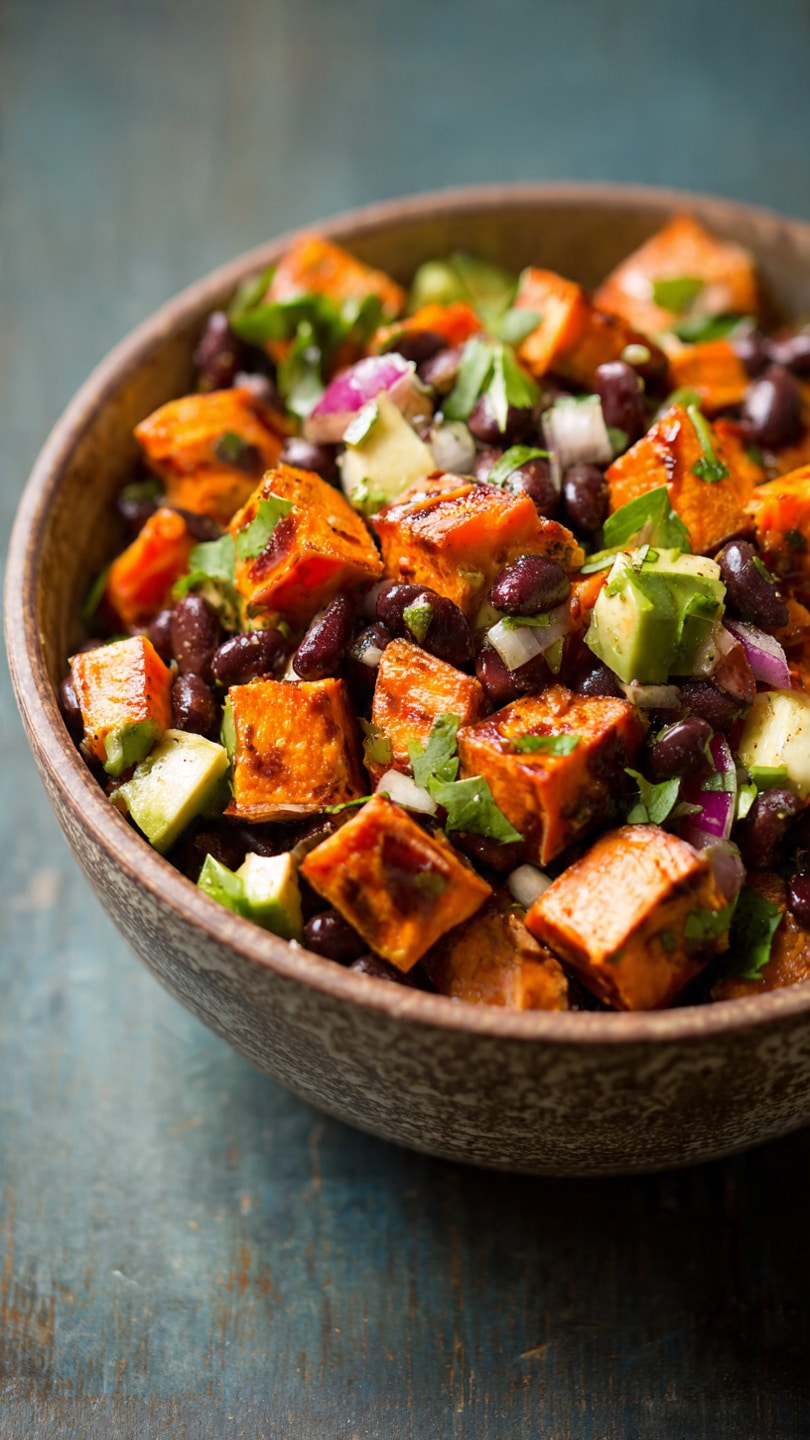 Roasted Sweet Potato Black Bean Salad