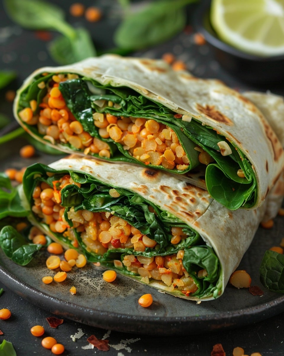 Protein-Packed Red Lentil & Spinach Wraps