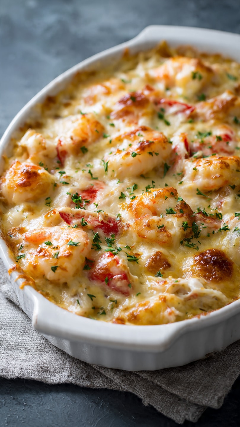 Cheesy Shrimp & Crab Bake