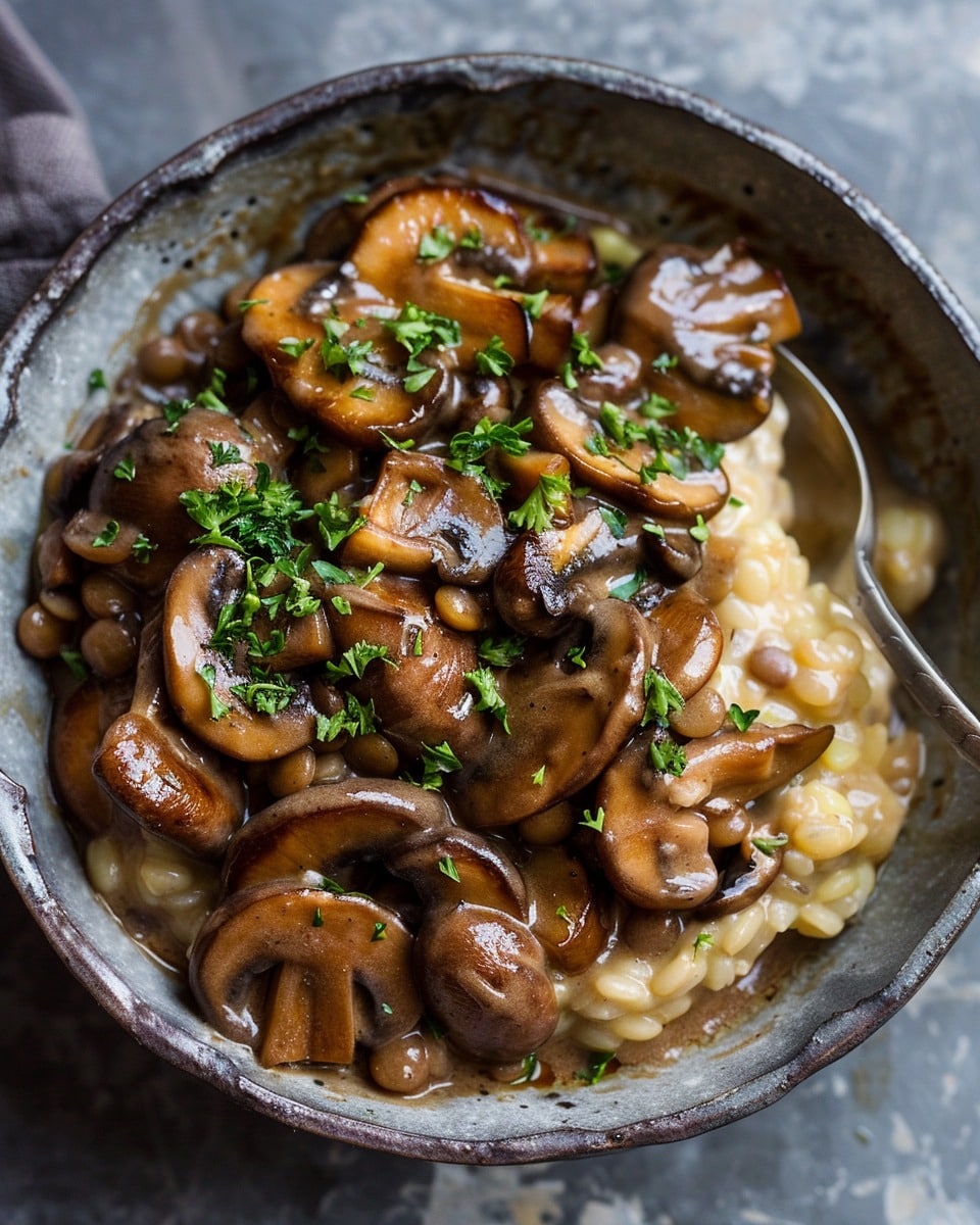 Simple Lentil Mushroom Stroganoff