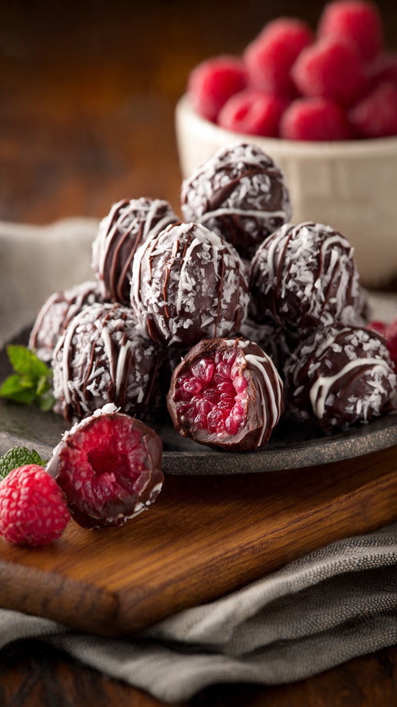 Healthy Chocolate-Covered Raspberry Bites