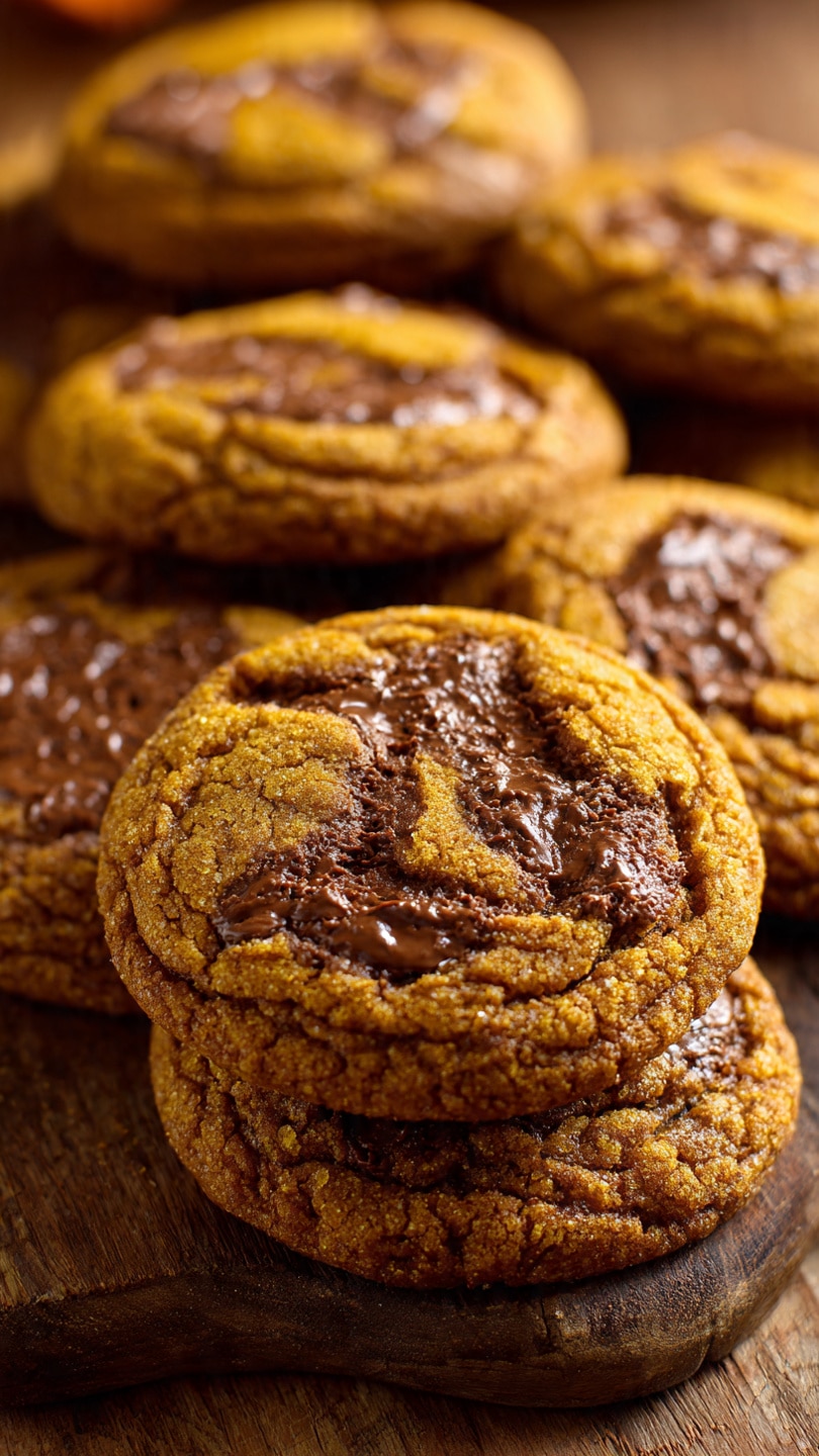 Pumpkin Nutella-Stuffed Cookies