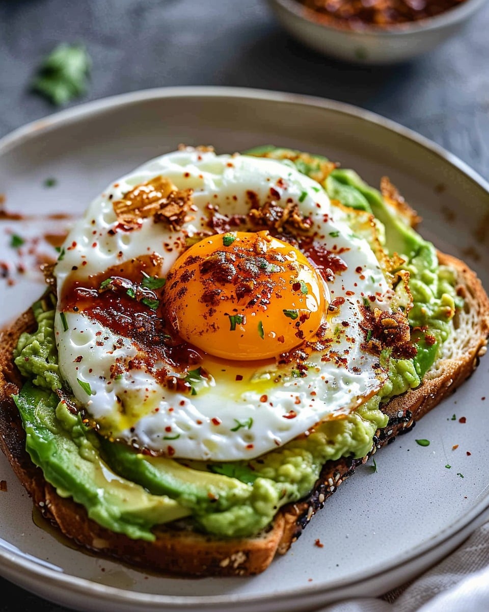 Fried Egg Avocado Toast with Chili Crunch
