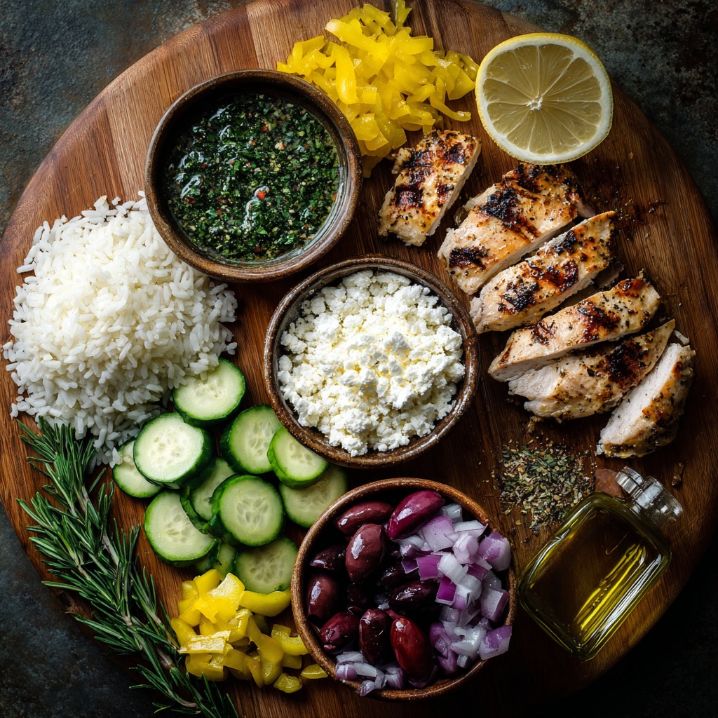 Grilled Greek Chicken and Herbed Rice Bowls