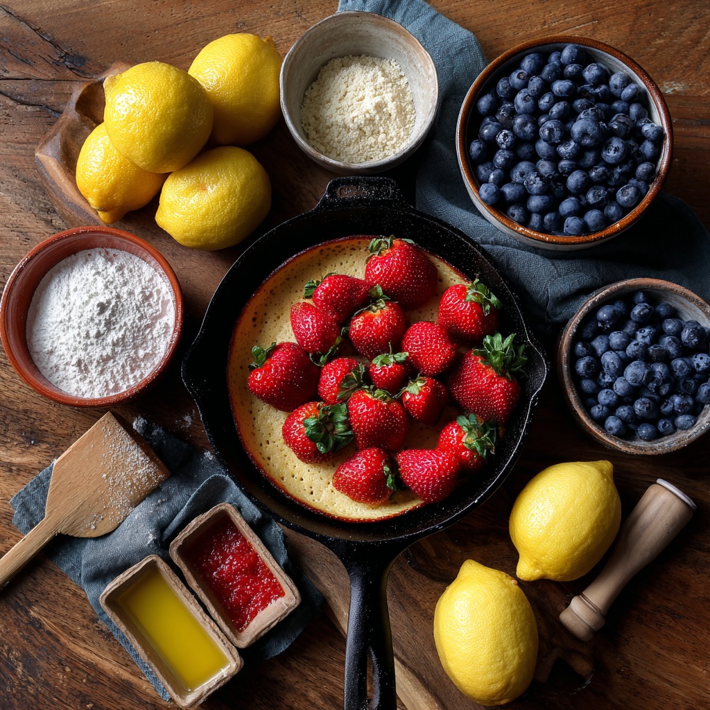 Lemon Dutch Baby with Strawberries & Blueberries
