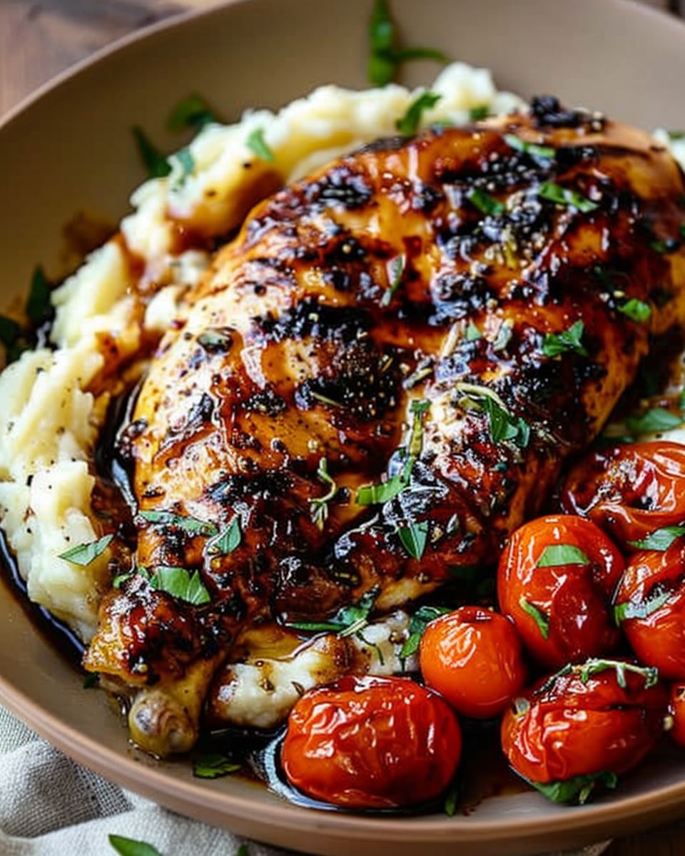 Balsamic Grilled Chicken with Herbed Mashed Potatoes & Roasted Tomatoes 5 Balsamic Grilled Chicken with Herbed Mashed Potatoes & Roasted Tomatoes