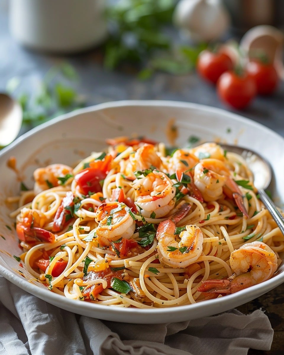 Creamy Lobster and Shrimp Spaghetti with Fresh Tomatoes