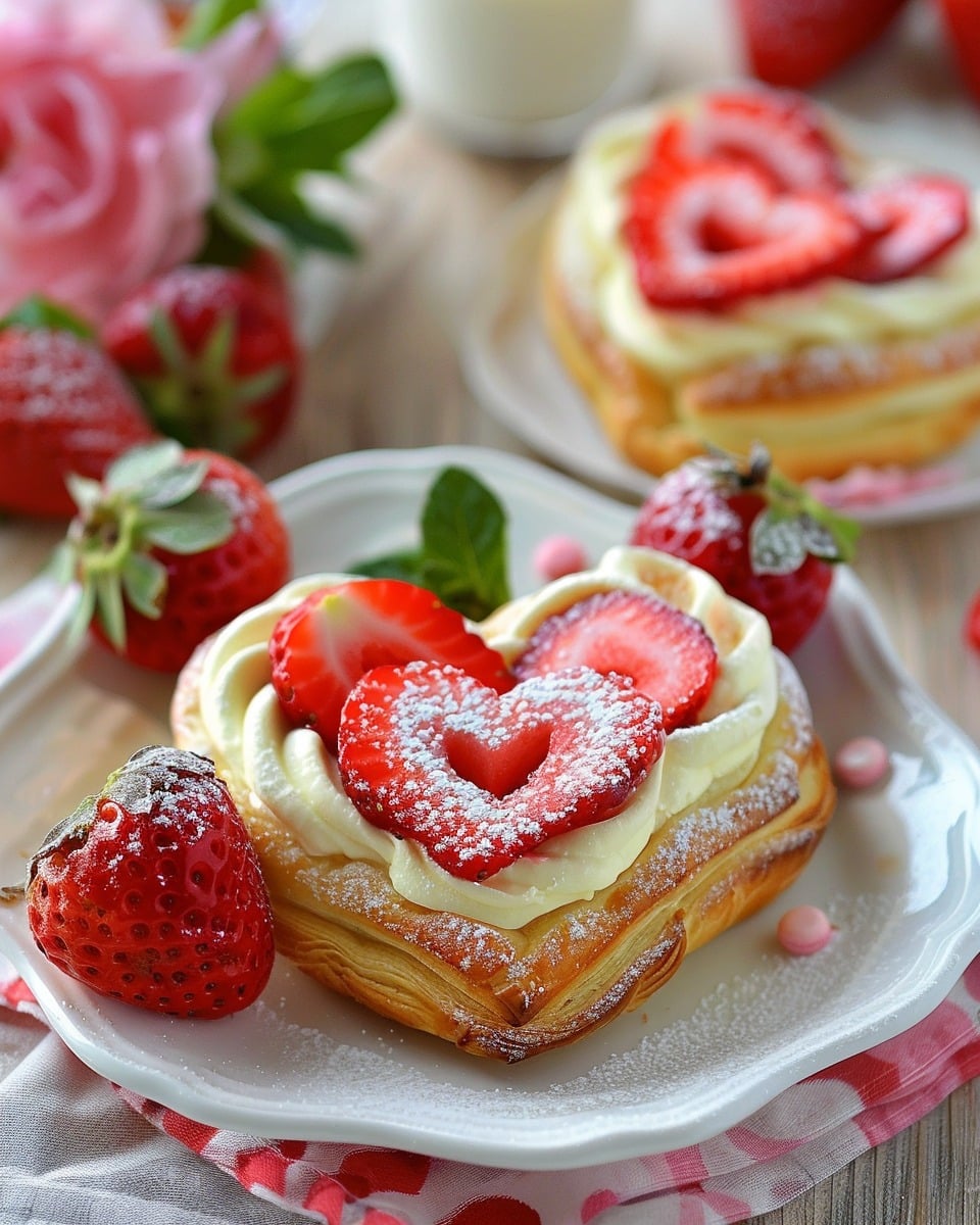 Delicious Strawberry Cream Cheese Heart Danishes