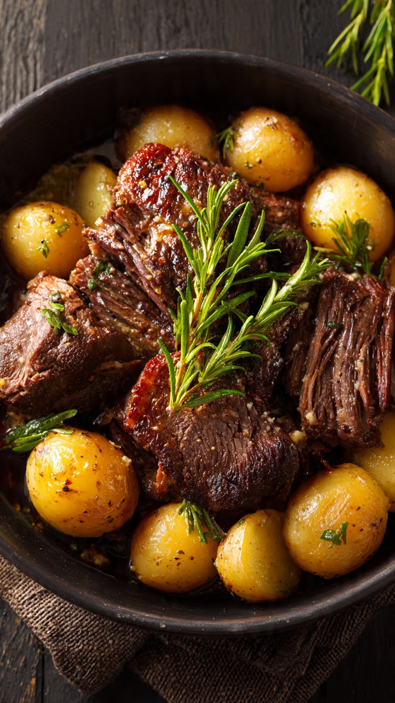 Slow Cooker Garlic Butter Beef with Potatoes