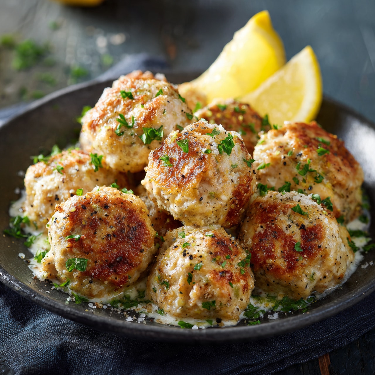 Creamy Lemon Pepper Chicken Meatballs