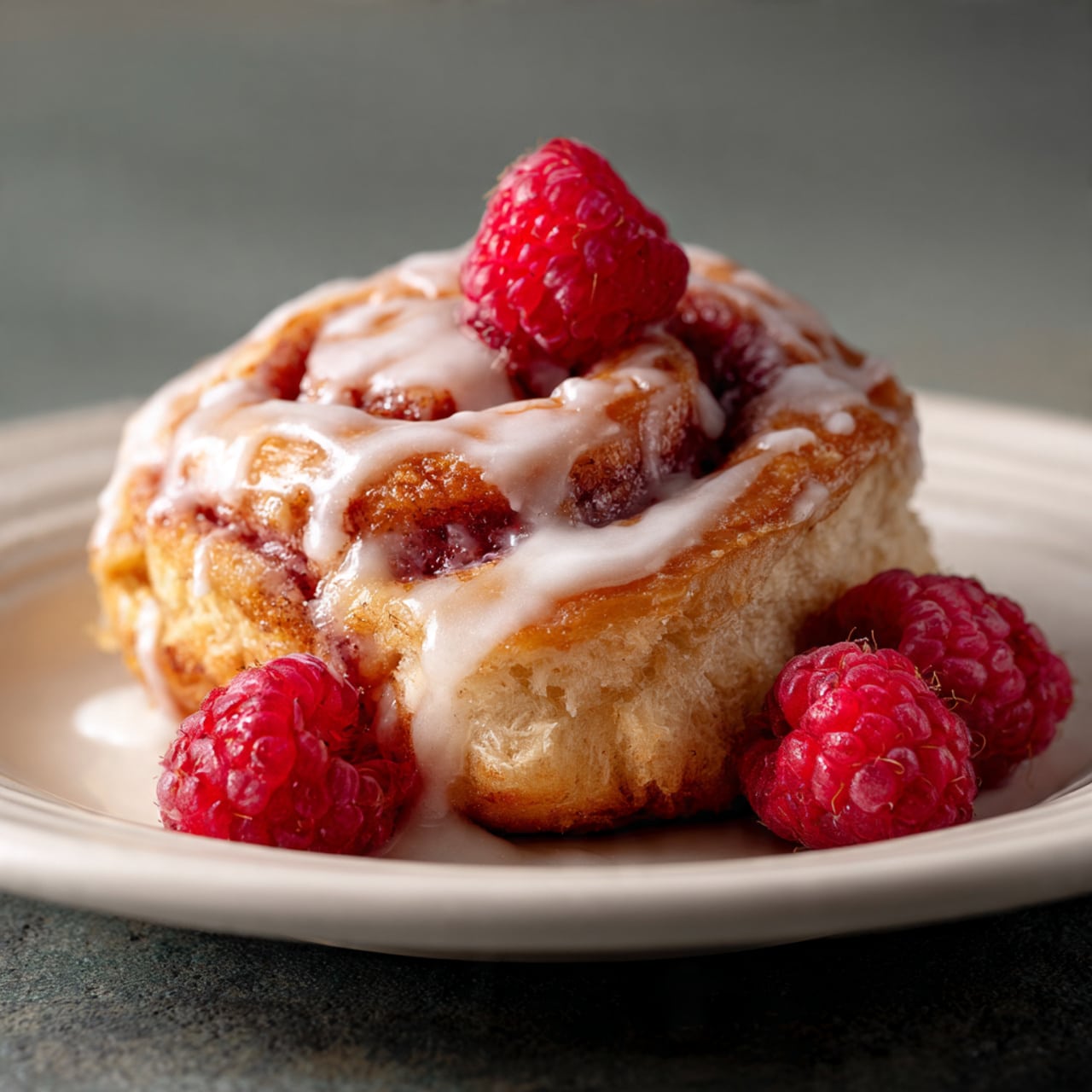 Raspberry Cinnamon Rolls with Lemon Glaze