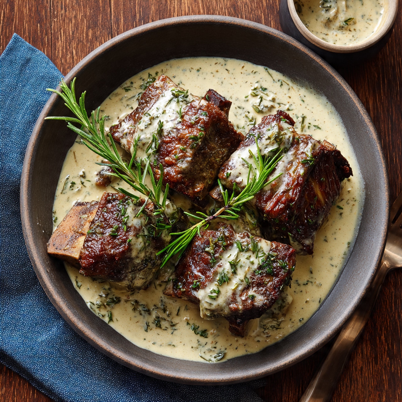 Melt-in-Your-Mouth Short Ribs in Rich Herb Cream Sauce
