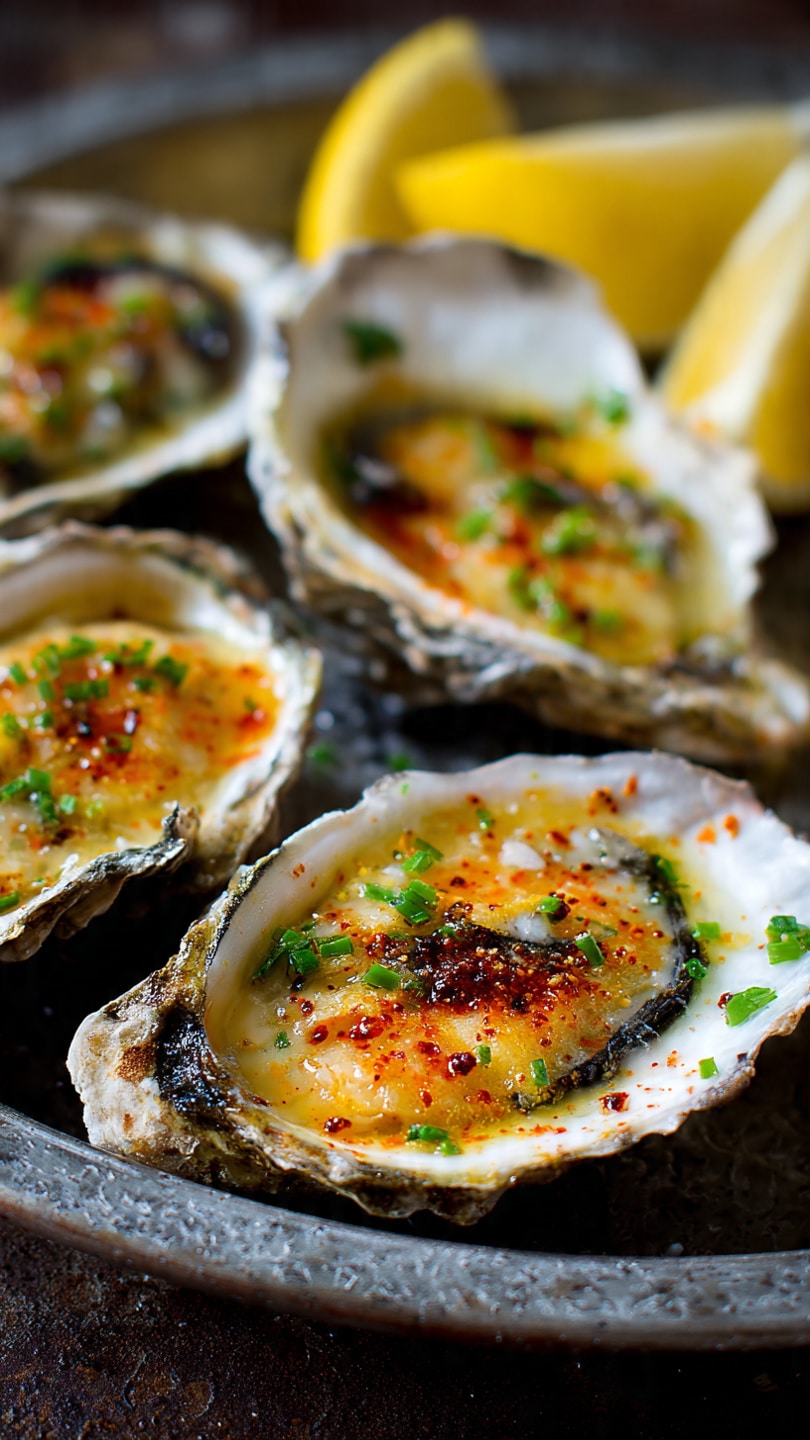 Smoky Lemon Garlic Grilled Oysters