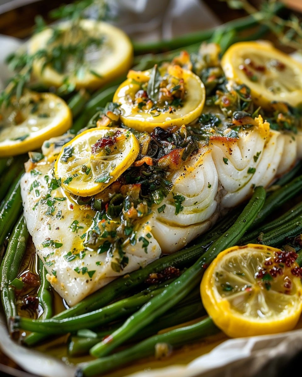 Mediterranean Cod with Lemon Herb Sauce and Green Beans
