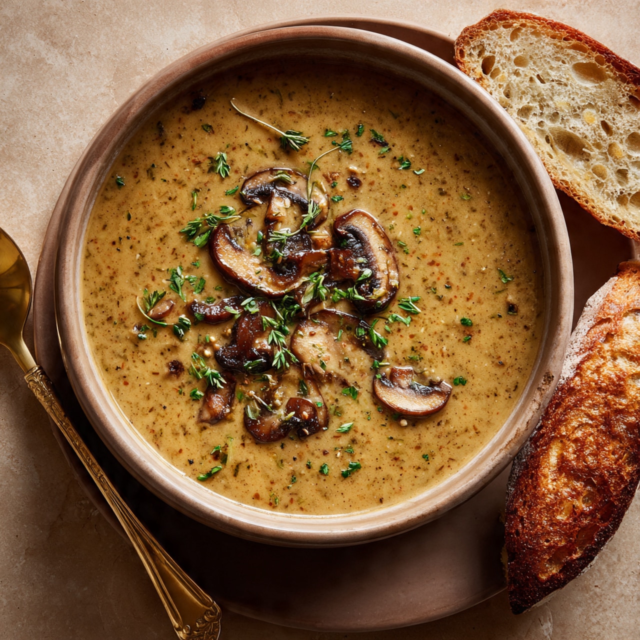 Creamy Mushroom Lentil Soup