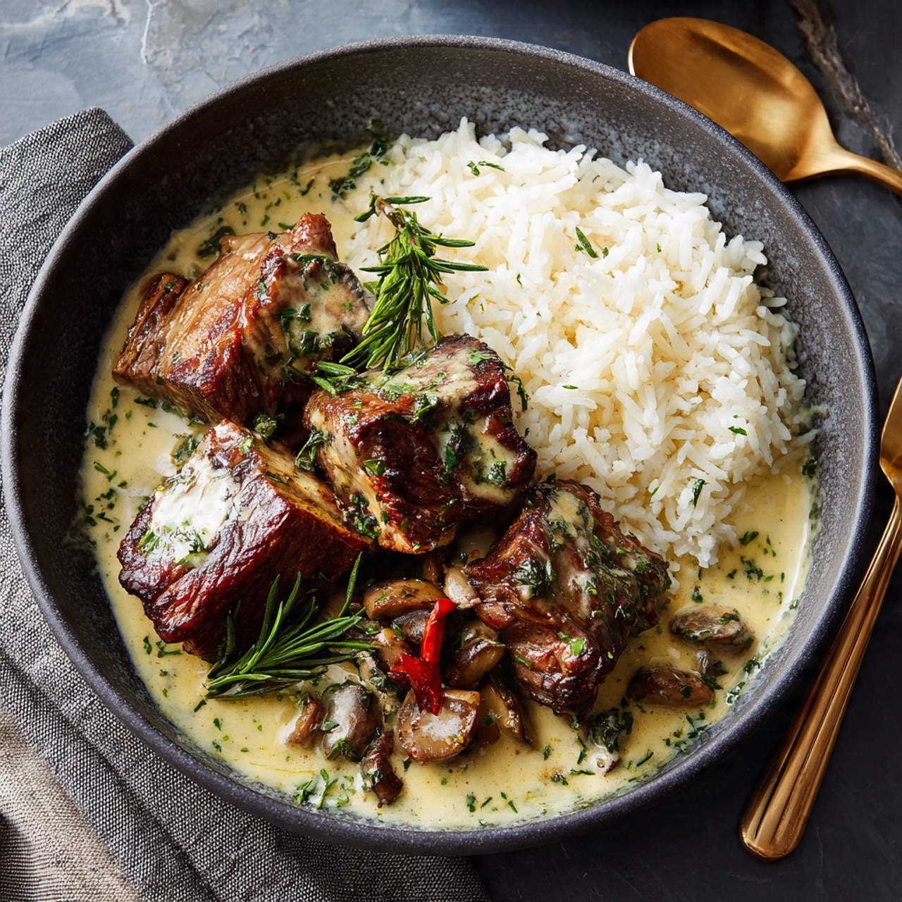 Melt-in-Your-Mouth Short Ribs in Rich Herb Cream Sauce