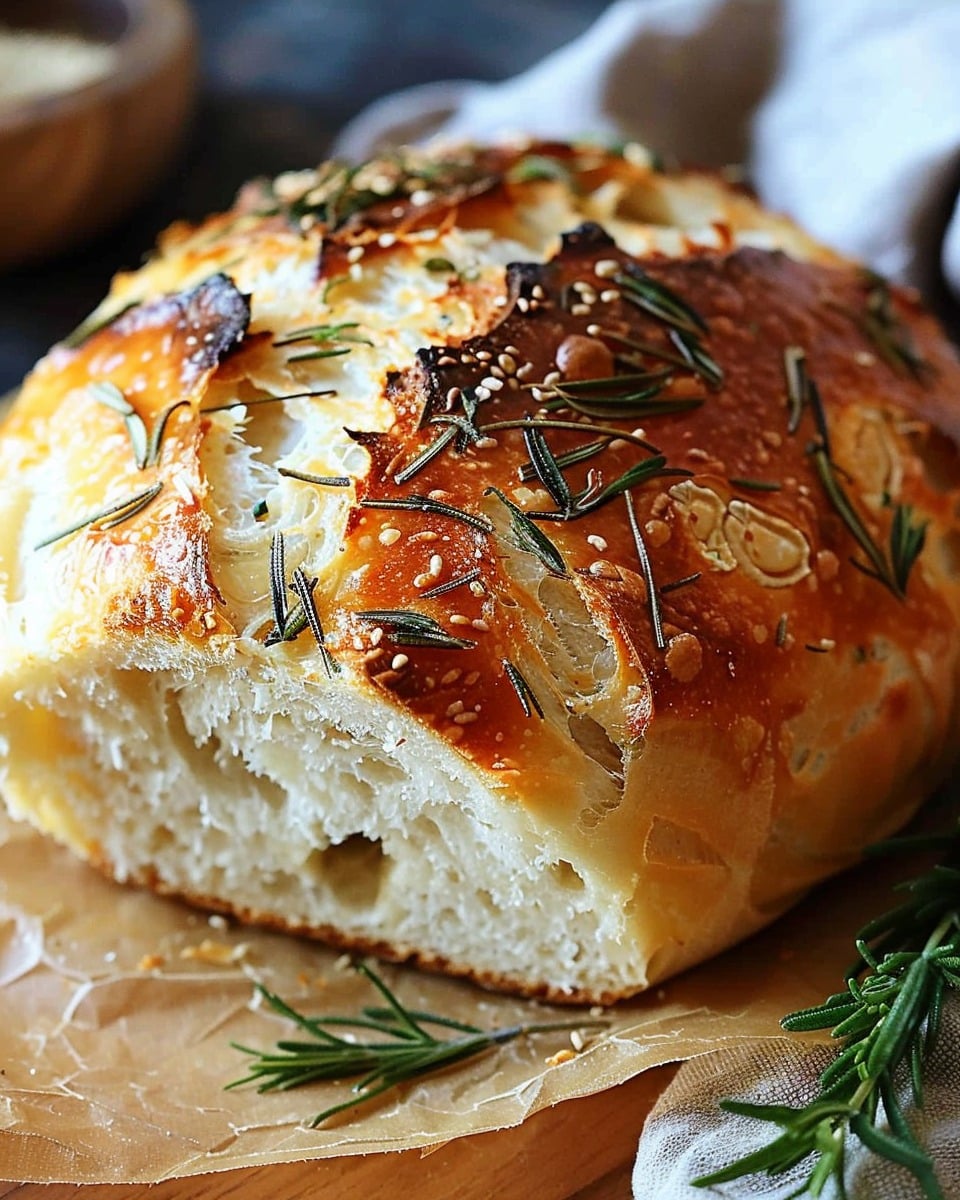 Easy Roasted Garlic Rosemary Artisan Bread
