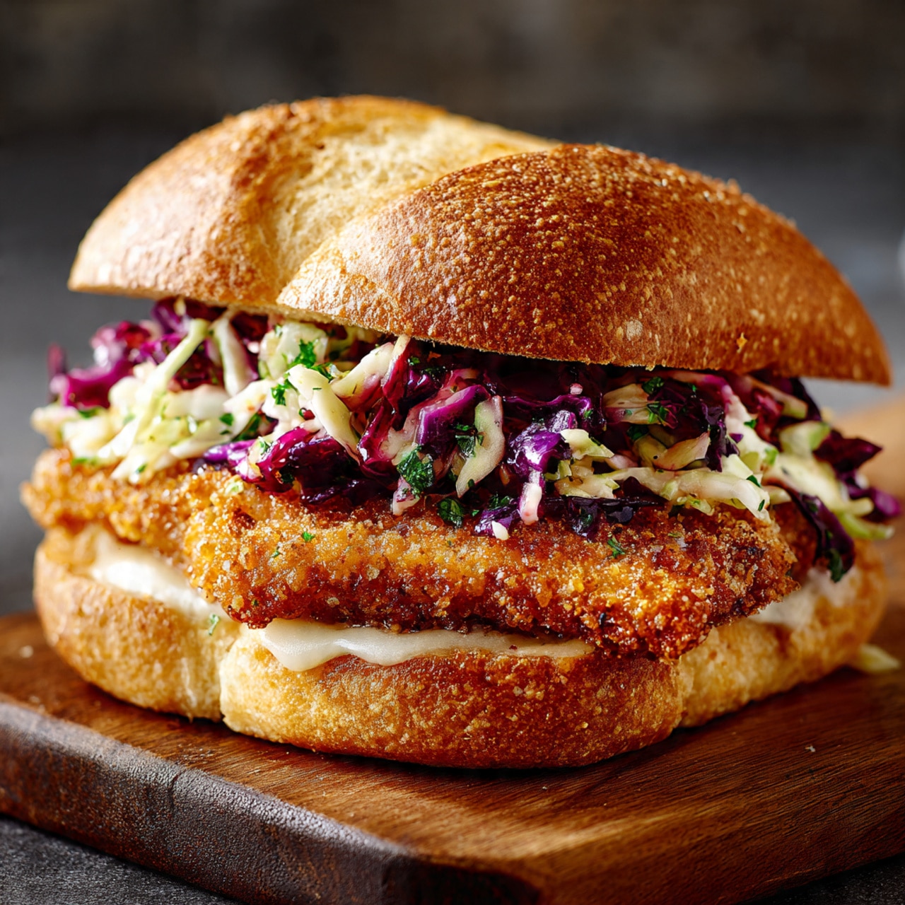 The Best Crispy Mozzarella Chicken Sandwich with Tangy Slaw