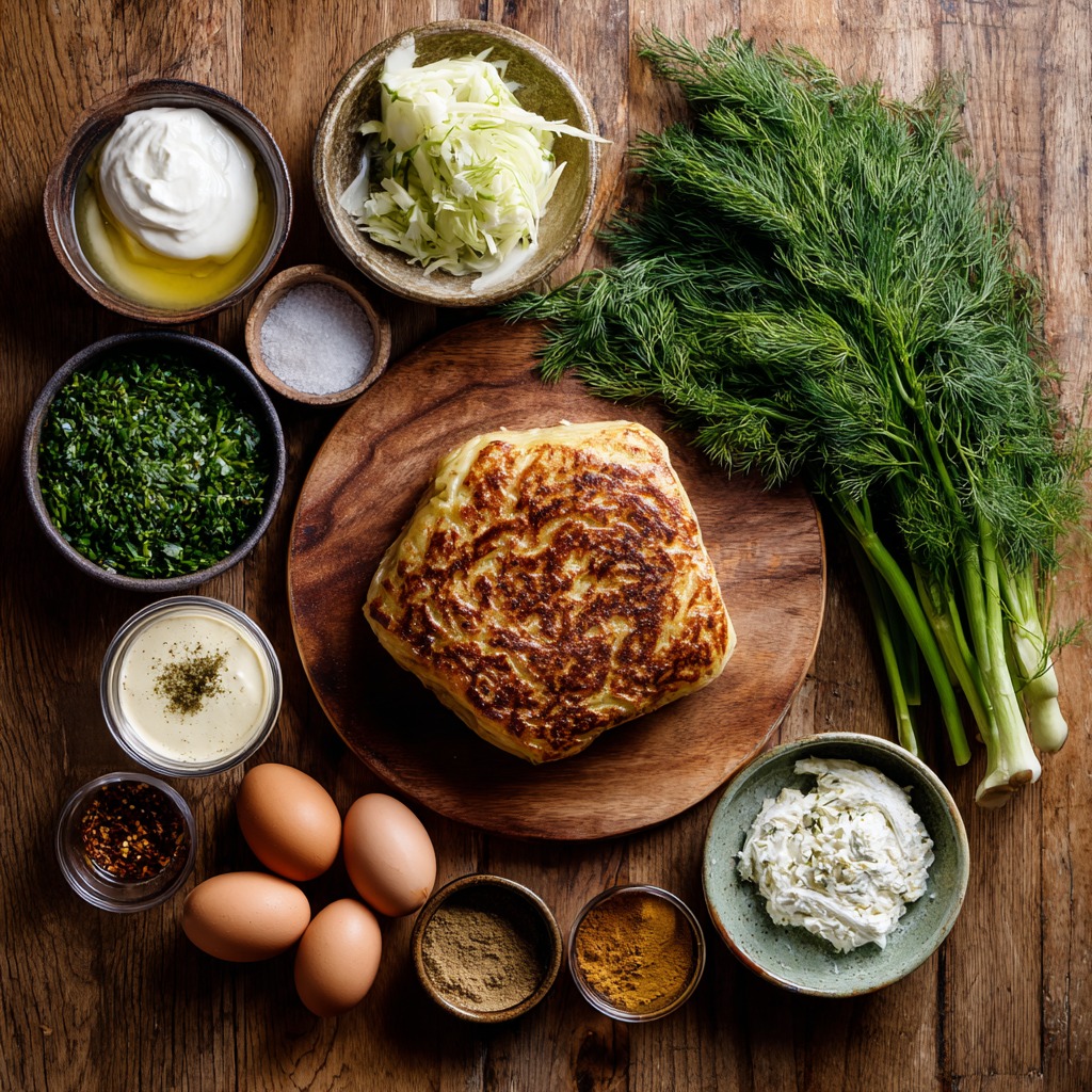 Crispy Cabbage Pie with Dill Cream Sauce