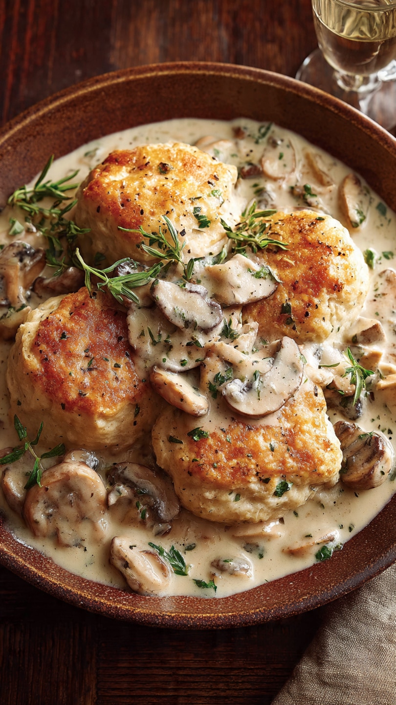 Creamy Chicken and Mushroom Pillows with Savory Gravy