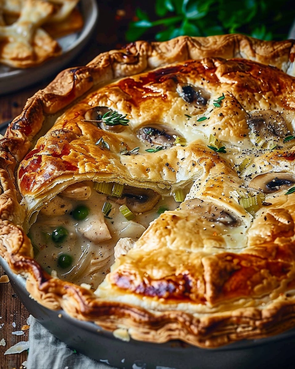Creamy Chicken Mushroom and Leek Puff Pastry Pie